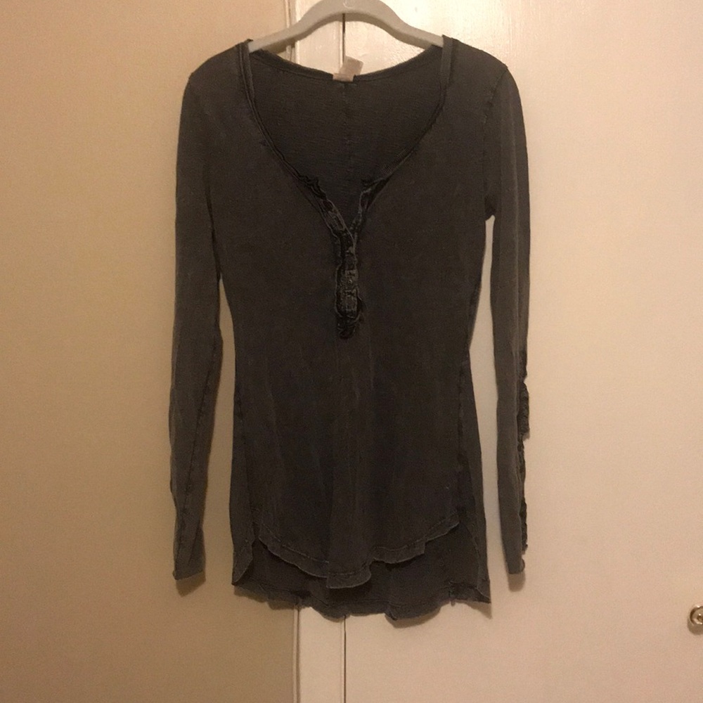 Grey free people long sleeve top